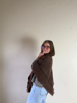 Paisley Wool Scarf | Espresso/Black