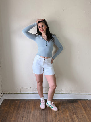 Just Black Denim Crisp Summer White Bermuda Shorts