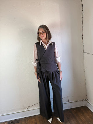 Chocolate Pleated Wide Leg Pants