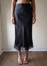 Load image into Gallery viewer, After Dark Satin Midi Skirt | Black 
