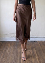 Load image into Gallery viewer, After Dark Satin Midi Skirt | Brown 
