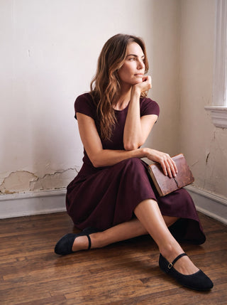 SUNDAY EDITION BY LE LIS After Hours Knit Mix Midi Dress featuring a fitted silhouette and soft knit fabric.