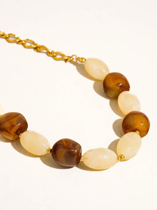 Amber Tone Beaded Chain Bracelet