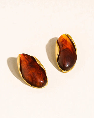 Autumn Glow Resin Drop Earrings | Brown 