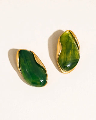 Autumn Glow Resin Drop Earrings | Green 