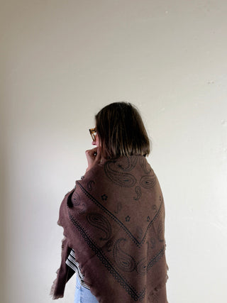 Paisley Wool Scarf | Espresso/Black