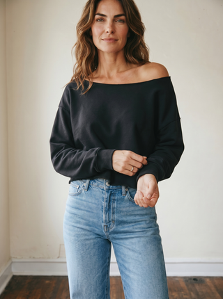 Stroll Cropped Pullover | Black