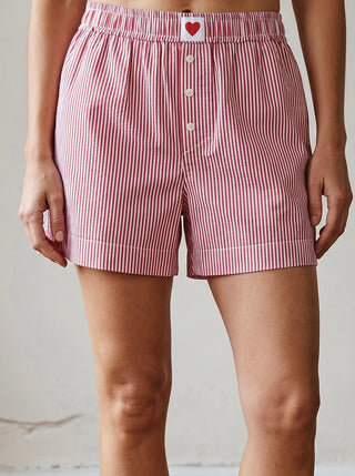 Heart Detail Stripe Boxer Shorts