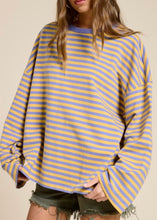 Load image into Gallery viewer, Lavender Striped Terry Oversized Long Sleeve Top
