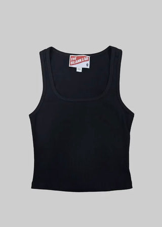 Black Basic Square Neck Cropped Sleeveless Top