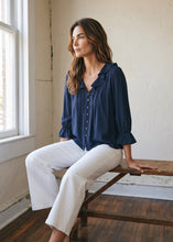 Load image into Gallery viewer, Blue Hour Ruffle Blouse
