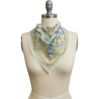 Blue and Gold Paisley Bandana Scarf