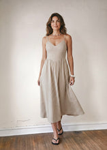 Load image into Gallery viewer, Boardwalk Stripe Basque Midi Dress | Brown 
