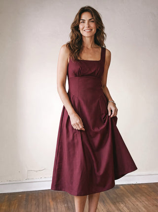 Bordeaux Evening Midi Dress