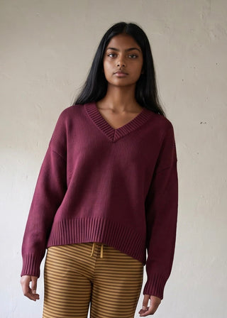 Bordeaux Weekend V Neck Sweater