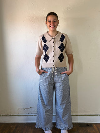 Buttermelon Heritage Gingham Lounge Pants, soft relaxed fit pant with classic gingham pattern, comfortable casual wear.