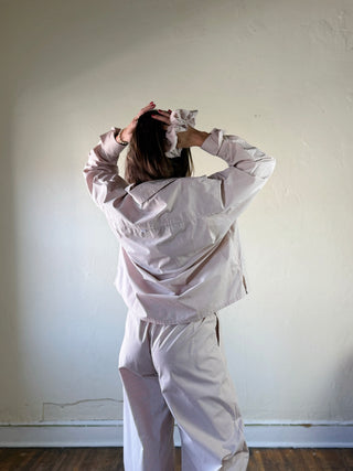 Pinstripe Button Up Pajama Set | Pink/Black