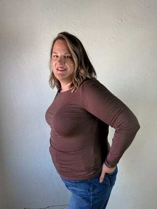 Extended Size Everyday Ease Boat Neck Knit Top | Brown