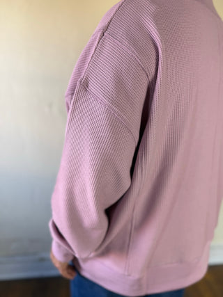 Oversized Waffle Knit Top | Dusty Pink