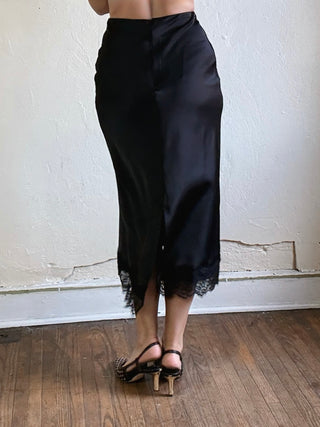 After Dark Satin Midi Skirt | Black