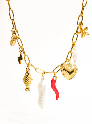Charm Cluster Gold Necklace