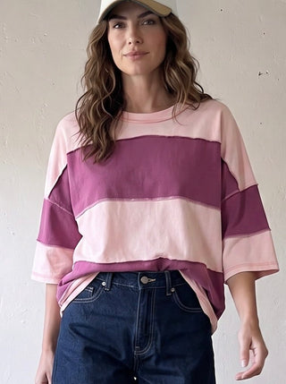 Coastal Colorblock Tee | Salmon Mauve 