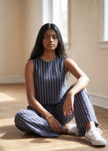 Load image into Gallery viewer, Coastal Lines Linen Blend Crop Top 
