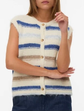 Coastal Stripe Button Front Sweater Vest