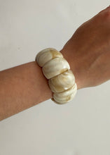 Load image into Gallery viewer, Color Block Acrylic Stretch Cord Bracelet | Ivory 
