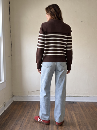 First Mate Quarter Zip | Brown/Cream