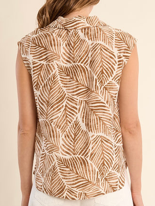 Palm Print Sleeveless Blouse