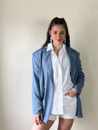 Double Breasted Oversized Woven Blazer
