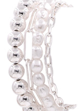 Load image into Gallery viewer, Metal Bead Cream Pearl Bracelet Set
