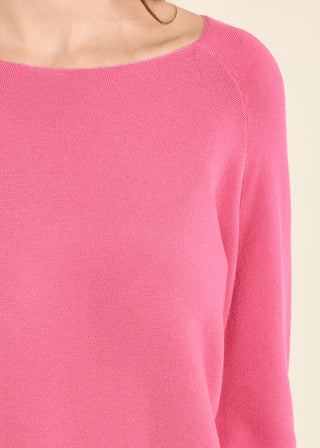 Hot Pink Fine Texture Boatneck Sweater