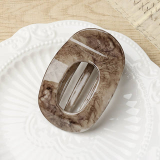 Elegant Marbled Oval Hair Clip|| brown