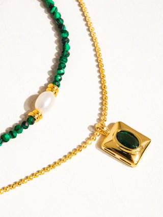 Emerald Bead Pendant Necklace