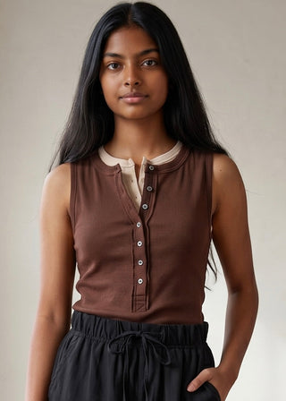 Everyday Ease Henley Tank | Chocolate