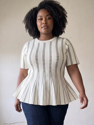 Extended Size City Lights Peplum Sweater