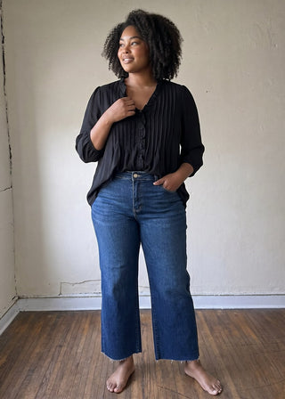 Extended Size Sutton Pleated Ruffle Blouse
