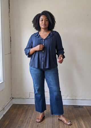 Extended Size Willow Ruffle Pintuck Blouse