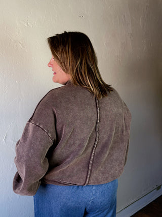Everyday Mock Neck Pullover | Dark Brown