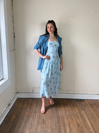 Strapless Ruched Waist Midi Dress