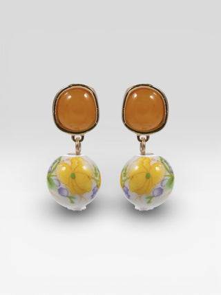 Floral Ceramic Drop Earrings