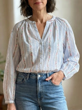 Load image into Gallery viewer, Floral Stripe Cotton Blouse
