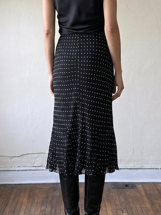 Polka Dot Godet Midi Skirt