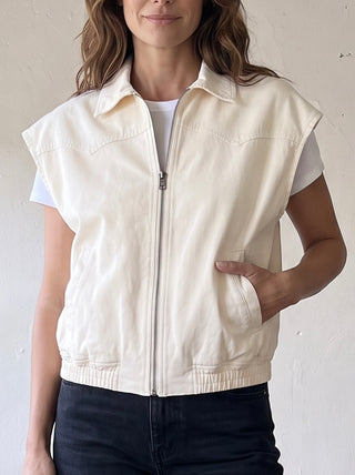 Ivory Western Zip Front Vest