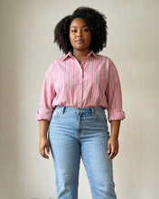 Load image into Gallery viewer, Pink Extended Size Classic Stripe Button-Down Shirt
