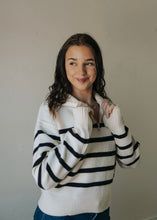 Load image into Gallery viewer, Adrienne Striped 1/4 Zip Sweater | Cream/Black
