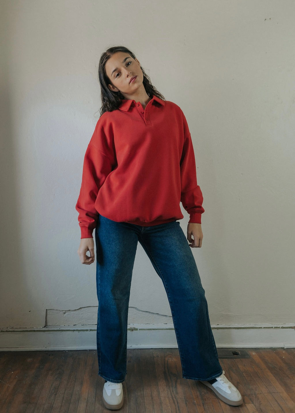 Billie Fleece Pullover | Red