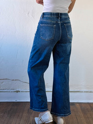 Risen Tummy Control Crop Wide Leg Jeans